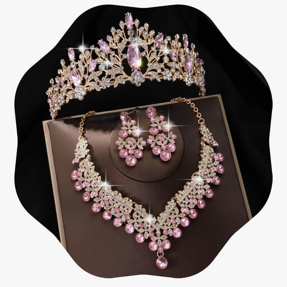 Baroque Queen Bride Crowns & Tiaras Crystal Vintage Crown Wedding Bridal Set